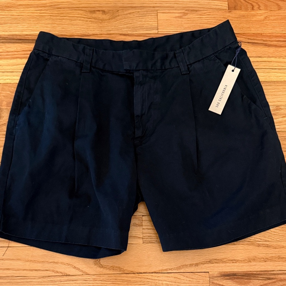 Stylish Pleated Navy SKU Shorts